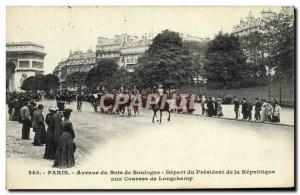 Old Postcard Paris Avenue Du Bois De Boulogne Departure Of President Of The R...