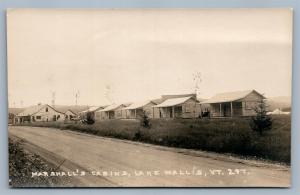 LAKE WALLIS VT MARSHALL'S CABINS VINTAGE REAL PHOTO POSTCARD RPPC