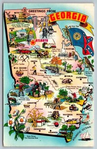 1960  Georgia  Map   Postcard