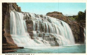 Vintage Postcard Rainbow Fall Water Ausable Chasm NY New York Pub. American Art