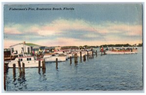 Bradenton Beach Florida FL Postcard Fisherman's Pier Boats Scene 1950 Vintage