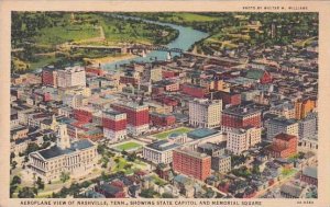 Tennesse Nashville Aeropane View Of Nashville Showing State Capitol And Memor...