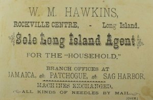 1870's-80's Household Sewing Machine W.M Hawkins Sole Agent Girls Fishing P53