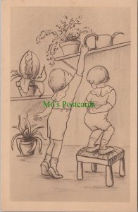 Children Art Postcard - Artist Drawing of Children at Play  RS34481