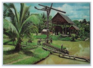 Land of Elephant at Work Thailand 3D Lenticular Postcard R24