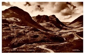 Postcard RPPC UK Scotland Glencoe - The Three Sisters