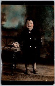 Smiling Baby Boy Portrait Man Safety Kodak RPPC Real Photo Postcard