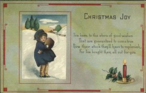 Christmas Little Boy Blue Winter Coat c1915 Postcard