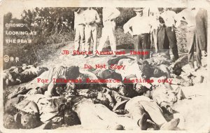 Mexico Border War, RPPC, Crowd Looking at Dead Mexican Soldiers, Nogales,Runyan?