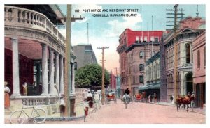 Post Office & Merchant Street Horse Buggy  Honolulu Vintage Private Mailing Card