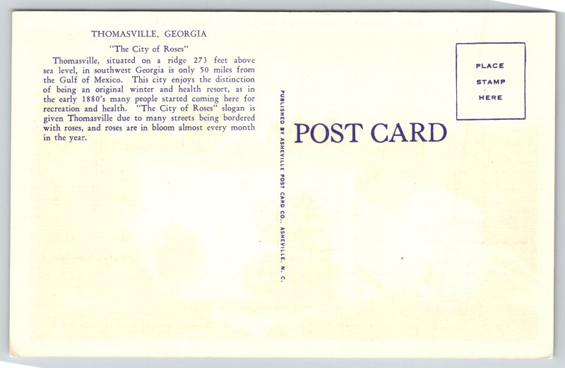 Thomasville Georgia~Thomas County Courthouse~Built 1858~Vintage Linen Postcard