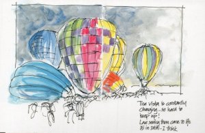 Australia Day Hot Air Balloon Sydney Fete Festival Painting Postcard