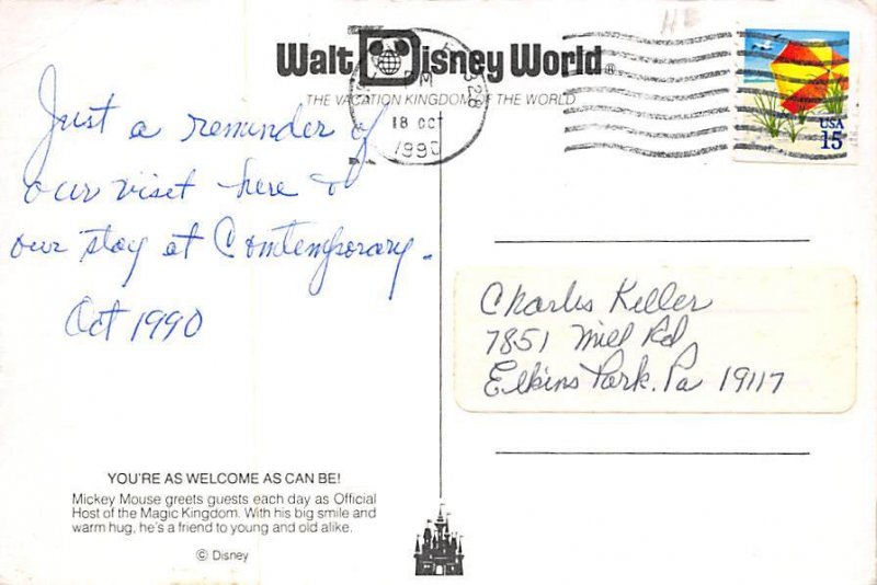 Mickey Mouse Disneyland, CA, USA Disney 1990 | Topics - Disney -  Disneyland, Postcard