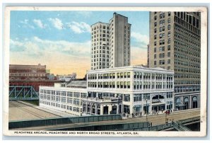 1918 Peachtree Arcade Peachtree North Broad Streets Atlanta Georgia GA Postcard