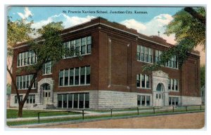 JUNCTION CITY, Kansas KS ~ ST. FRANCIS XAVIER SCHOOL Geary County 1921 Postcard