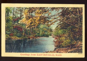 East Douglas, Massachusetts/MA Postcard, Scenic View of Stream, 1942!