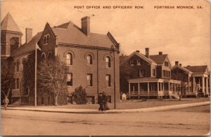 Postcard Post Office and Officers' Row in Fortress Monroe, Virginia