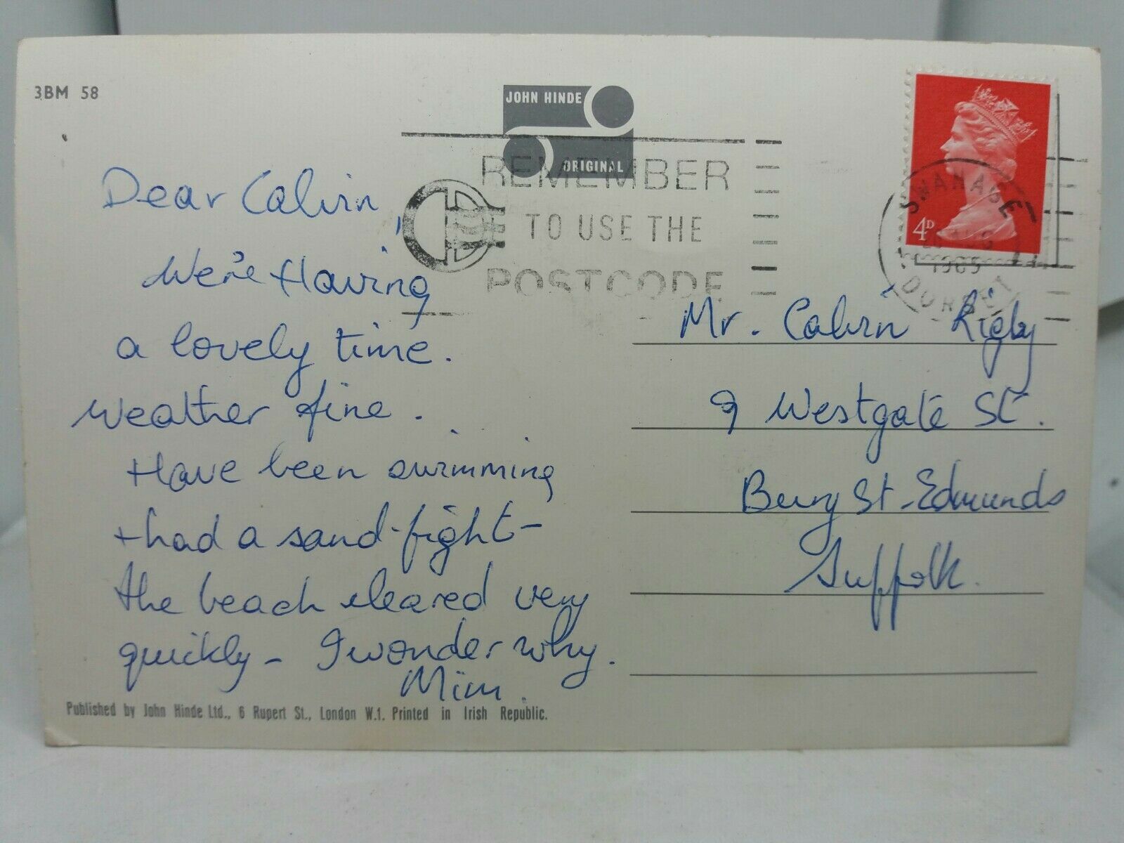 Vintage Postcard Swanage Bay Beach Cafe Dorset Busy Summers Day Posted