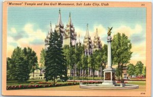 M-13839 Mormon Temple and Sea Gull Monument Salt Lake City Utah