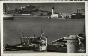 Antibes France - View Showing Lighthouse Real Photo Postcard