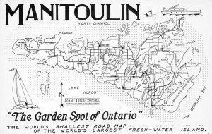 Manitoulin Ontario Canada Greetings Road Map Real Photo Vintage Postcard AA70466