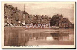 Old Postcard Honfleur Quai Ste Catherine and Lieutenannce