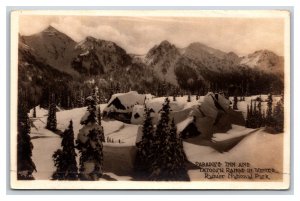 RPPC Paradise Inn Winter Mount Rainier National Park WA Washington Postcard R23