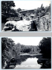 2 RPPC Postcards TURKEY RUN STATE PARK, Marshall IN ~ COVERED BRIDGE Sugar Creek