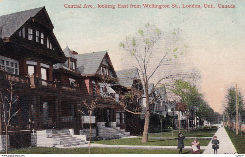 LONDON, Ontario, Canada, PU-1911; Central Avenue Looking East From Wellington...