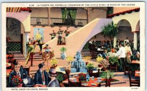 HOTEL AGUA CALIENTE, Mexico  FOUNTAIN Fuente in Patio of Casino c1940s  Postcard