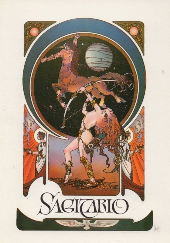 Sagittarius Stunning Sexy Risque Zodiac Painting Italian Postcard