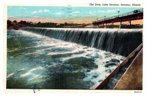 Postcard DAM SCENE Decatur Illinois IL AR6891