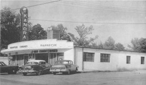 Postcard 1940s Alabama Tuscaloosa Barbecue Kanora Drive in Steaks AL24-184