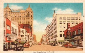1945 Main Street Roadway Highway Buildings Buffalo New York NY Vintage Postcard