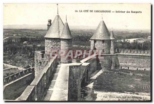 Old Postcard La Cite Carcassonne Interior Remparts