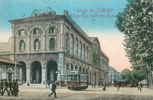 Italy Torino Porta Nuova Railway Station trams tramway 1920 