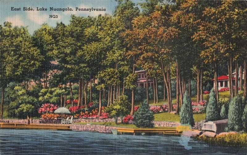 1948 Lake Nuangola East Side Pennsylvania Postcard 2R5-74