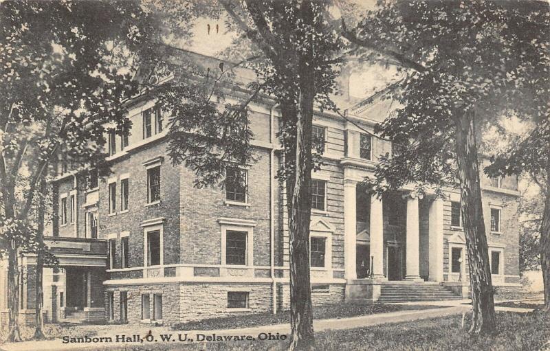 Delaware OH~Ohio Wesleyan University~OWU~Sanborn Hall~School of Music~1910 PC 