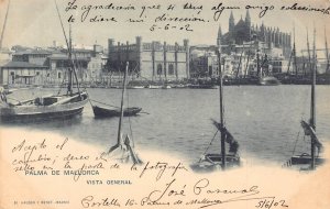Spain 1902 Palma de Mallorca General view Sailing Boats vintage postcard B911