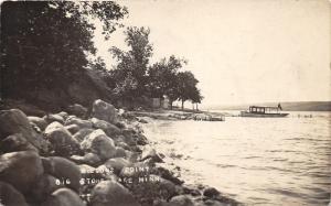 Ortonville Minnesota~Big Stone Lake-Wilsons Point~Pleasure Boat @ Dock~1915 RPPC