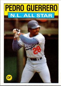 1986 Topps Baseball Card NL All Star Pedro Guerrero sk10673