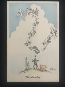 Mint WW2 Postcard Germany Army Luftwaffe Cartoon Humor Planes Scaring Farmer