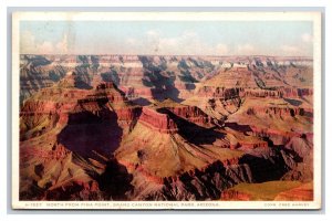 View North From Pima Point Grand Canyon AZ Fred Harvey DB Postcard W11