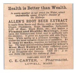 Allen's Root Beer Extract, Lowell, MA Victorian Trade Card *VT22