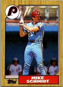 1987 Topps Baseball Card Mike Schmidt Philadelphia Phillies sk3483