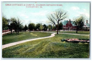 1910 Girls Cottages Campus Soldiers Orphans Home Davenport Iowa Antique Postcard