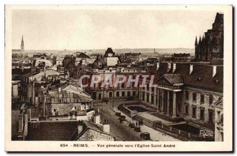 Old Postcard Reims Vue Generale Towards I & # 39Eglise Saint Andre