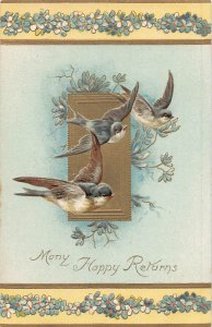 c1910 Songbirds Birds Flying Forget Me Nots Germany P448 