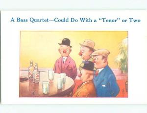 Unused Bamforth comic signed MEN IN SINGING GROUP AT THE BAR k7988@