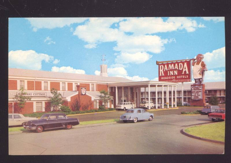 DALLAS TEXAS THE RAMADA INN 1960's CARS VINTAGE ADVERTISING POSTCARD